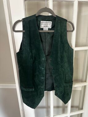 Vintage BB Dakota Breakout Emerald Dark Green Suede Vest Leather